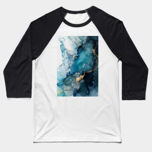 Aqua Splash - Abstract Alcohol Ink Art Baseball T-Shirt